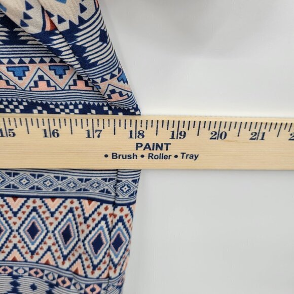 H&M Women Blue Multicolor Aztec Print Crew Neck Casual Mini Dress Size 2 - Picture 8 of 10